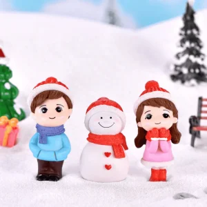 Winter Dress Lovers Snowman Boy Girl Studendt People Doll Toy Model Statue Figurine Ornament Miniatures Home Decor Wholesale Price Fairy Garden Supply Image from Fairy Garden Supplies