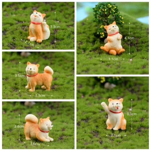 Wholesale Mini Fairy Garden Accessories Resin Animals Pet Dog Arts and Crafts DIY Landscaping Fairy Garden Ornament Pot Decorate 5 Styles Small Akita dog Terrarium Fairy Garden Supplies