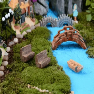 Zakka Terrariums Fairy Garden Decoration Log Stool Pot Bonsai Fairy Garden Accessories Stool Park Chairs Resin Arts and Crafts