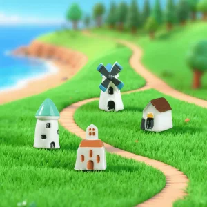 Windmill House Moss Fairy Garden Micro Landscape Miniature Garden Fairy Garden Decoration Fairy Garden Accessories FleshyDecorate Landscaping Original Arts and Crafts House Castle Image of Fairy Garden Supplies