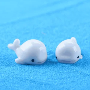 White Small Dolphin Blue Dolphin Doll Mini Fairy Garden Animal Micro Landscape Miniature Garden Pot Bonsai Fairy Garden Decoration Aquarium Fairy Garden Accessories