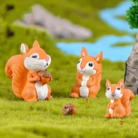 1 Pcs Cute Mini Fairy Garden Accessories Squirrel Animal Miniature Figurines Fairy Garden Ornaments Terrarium Decoration Accessories Resin Craft Supplies Fairy Garden Supply