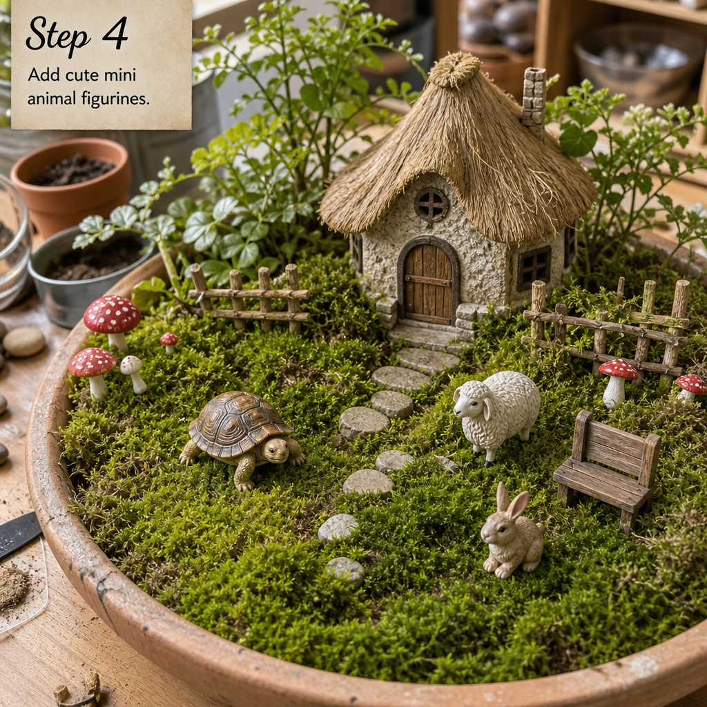 Step 4: add tortoise, sheep, and rabbit figurines
