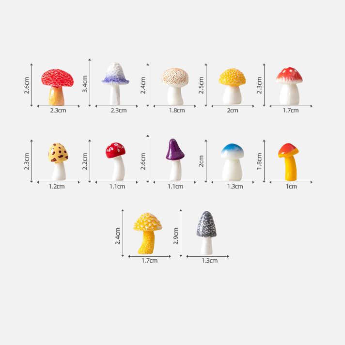 Artificial Jungle Mushroom Mini Figurines For Moss Micro Landscape Diy Bonsai Gardening Layout Accessories Tiny Ornaments For Terrarium Moss Bottle Decor - 描述图 1