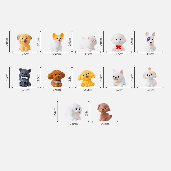 Cute Mini Dog Figurines Artificial Animal Ornaments For Moss Terrarium Micro Landscape Diy Accessories, Tiny Tabletop Car Dashboard Mini Decorations - 描述图 1