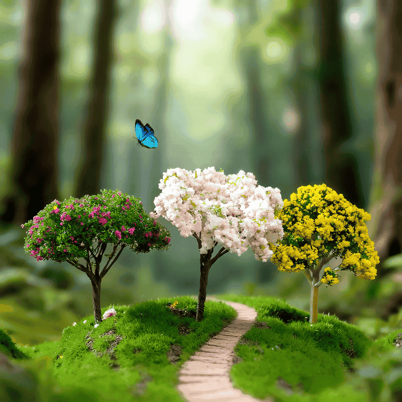 Fairy Garden Plants Artificial Christmas Tree Plastic Flowers Sakura Succulent Plant Ornament Miniature Garden Accessories - 描述图 7