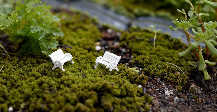 Bonsai White Benches Park Chairs Terrariums Fairy Garden Micro Landscape Miniature Garden Ecology Bottle Fairy Garden Accessories Decorate Material Small Fairy Garden Decoration - 描述图 4