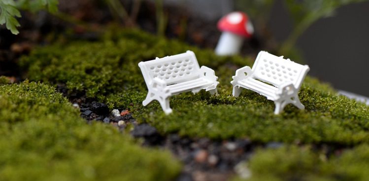 Bonsai White Benches Park Chairs Terrariums Fairy Garden Micro Landscape Miniature Garden Ecology Bottle Fairy Garden Accessories Decorate Material Small Fairy Garden Decoration - 描述图 3
