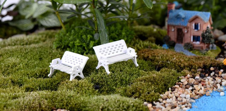 Bonsai White Benches Park Chairs Terrariums Fairy Garden Micro Landscape Miniature Garden Ecology Bottle Fairy Garden Accessories Decorate Material Small Fairy Garden Decoration - 描述图 5