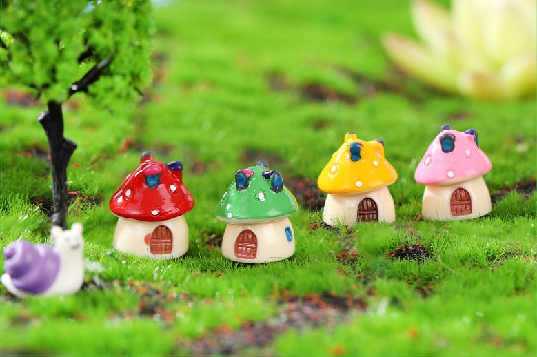 Mini Fairy Garden Mushroom House Miniature Garden Landscape Ornament Small Terrarium Fairy Garden Decoration Mediterranean Sea Style Aquarium Mushroom House Castle Resin Figurine Craft Plant Pot Fairy Garden Accessories - 描述图 6