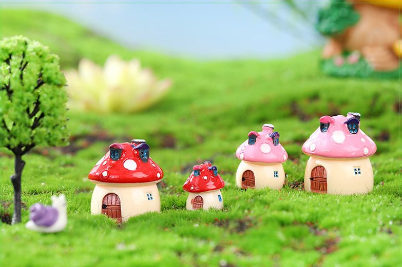 Mini Fairy Garden Mushroom House Miniature Garden Landscape Ornament Small Terrarium Fairy Garden Decoration Mediterranean Sea Style Aquarium Mushroom House Castle Resin Figurine Craft Plant Pot Fairy Garden Accessories - 描述图 7