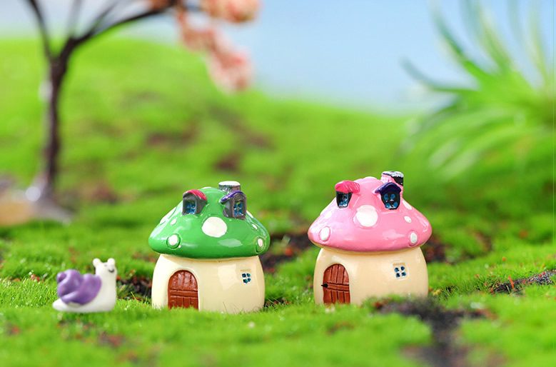 Mini Fairy Garden Mushroom House Miniature Garden Landscape Ornament Small Terrarium Fairy Garden Decoration Mediterranean Sea Style Aquarium Mushroom House Castle Resin Figurine Craft Plant Pot Fairy Garden Accessories - 描述图 4