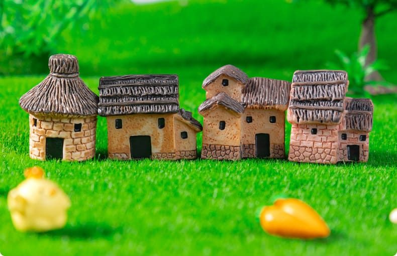 Moss Fairy Garden Micro Landscape Miniature Garden Fairy Garden Decoration Fairy Garden Accessories 6Style Thatched Cottage House Resin Small House Original Arts And Crafts Zakkawind - 描述图 2