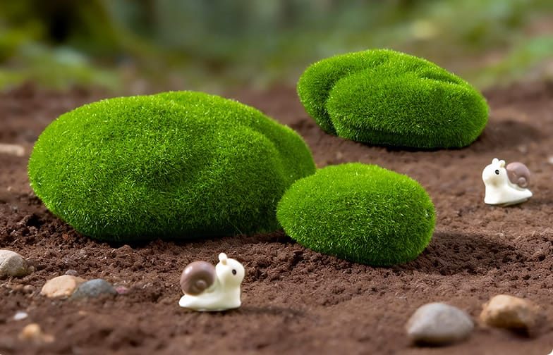 Emulational Moss Stone Flocking Stone Imitation Stone Bonsai Moss Lawn Fairy Garden Micro Landscape Aquarium Miniature Fairy Garden Decoration Fairy Garden Accessories - 描述图 5
