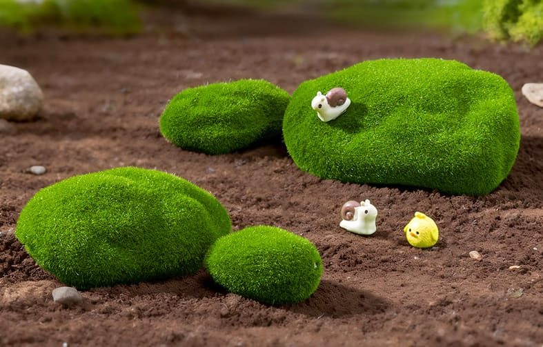 Emulational Moss Stone Flocking Stone Imitation Stone Bonsai Moss Lawn Fairy Garden Micro Landscape Aquarium Miniature Fairy Garden Decoration Fairy Garden Accessories - 描述图 7