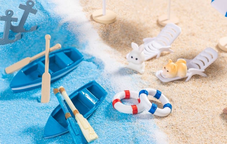 Mini Fairy Garden Boat Resin Figurines Terrariums Miniature Garden Bonsai Fairy Garden Decoration Artificial Sunshade Beach Chair Boat Anchor Life Buoy Girl Doll Seascape Fish Tank Diy Home Fairy Garden Accessories Aquarium - 描述图 5