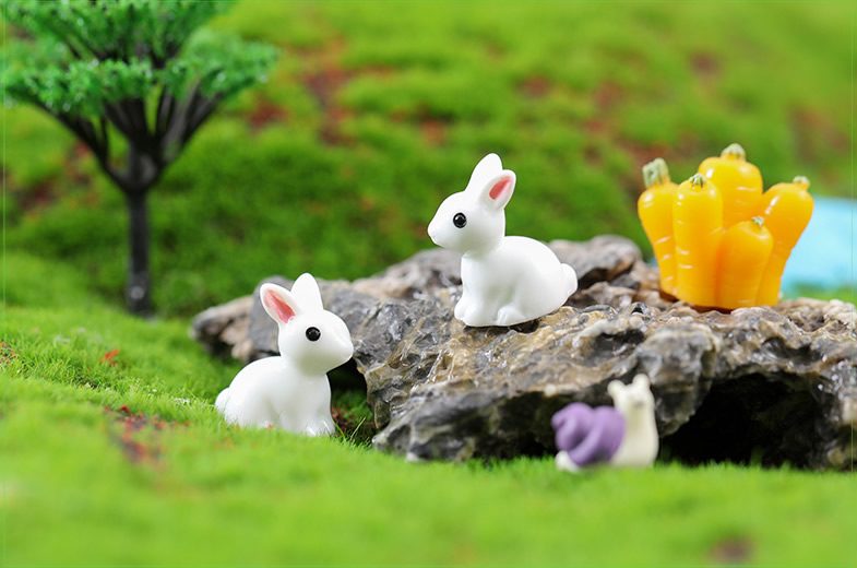 Lovely Miniature Fairy Garden Accessories Terrariums Mini Rabbit Resin Fairy Ornament Bonsai Flower Plant Pot Home Figurine Animal Decor Supply Desk Office Room Decor Cartoon Child Gift - 描述图 5
