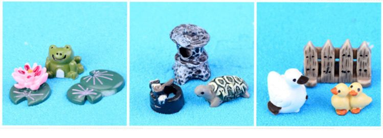 Small Dog Small Pig Cartoon Animal Three-piece Doll Original Fairy Garden Micro Landscape Miniature Garden Small Fairy Garden Decoration Fairy Garden Accessories Resin Arts And Crafts - 描述图 3