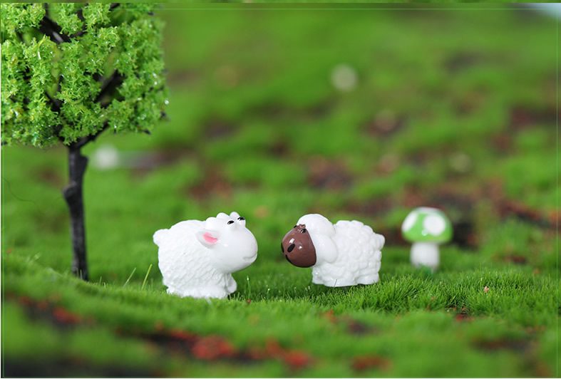 Lovers Ssheep Statue White Sheep Figurine Small Sheep Metoo Shaun Sheep Moss Fairy Garden Animals Micro Landscape Miniature Garden Fairy Garden Decoration Wholesale Fairy Garden Accessories Supplies Resin Fairy Garden Ornament - 描述图 6