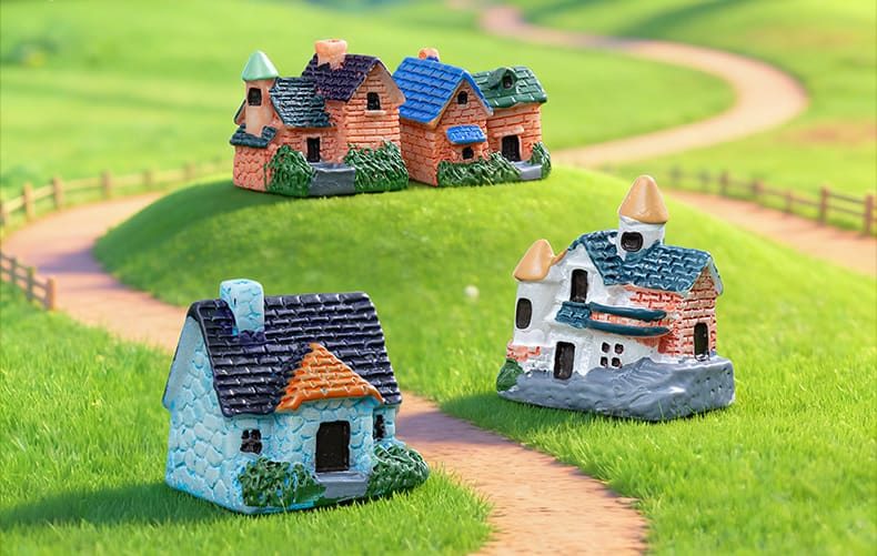 Mini Fairy Garden Building Pot Bonsai Micro Landscape Miniature Garden Fleshy Flowerpot Decorate Terrariums Fairy Garden Decoration Wholesale Fairy Garden Accessories Supplies Mini Tile Villa Small House Model - 描述图 5
