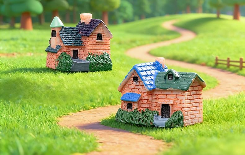 Mini Fairy Garden Building Pot Bonsai Micro Landscape Miniature Garden Fleshy Flowerpot Decorate Terrariums Fairy Garden Decoration Wholesale Fairy Garden Accessories Supplies Mini Tile Villa Small House Model - 描述图 6