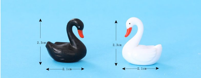 Pot Bonsai Fairy Garden Black White Swan Miniature Figurine Cartoon Love Ducks Decoration Mini Terrariums Fairy Garden Animals Statue Home Desk Kids Room Ornaments - 描述图 5