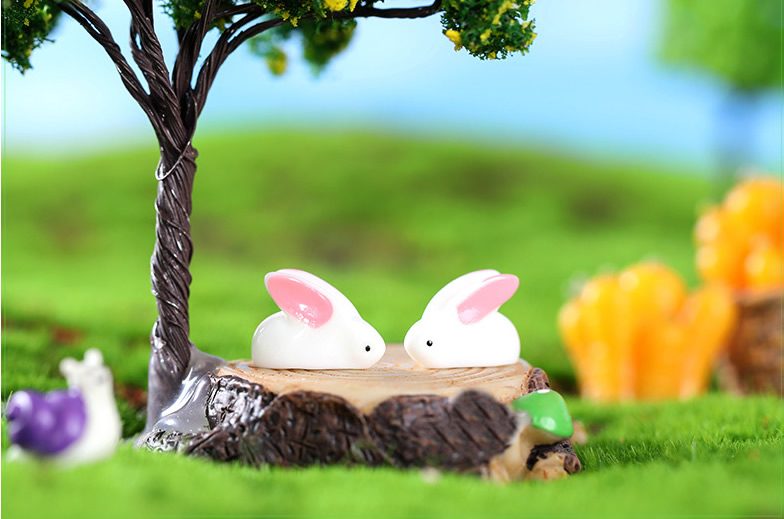 Small White Rabbit Bunnies Tuzki Big Ears Bunnies Cheap Fairy Garden Supplies Micro Landscape Miniature Garden Wholesale Fairy Garden Kits Accessories Resin Terrariums Fairy Garden Decoration - 描述图 4