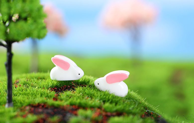 Small White Rabbit Bunnies Tuzki Big Ears Bunnies Cheap Fairy Garden Supplies Micro Landscape Miniature Garden Wholesale Fairy Garden Kits Accessories Resin Terrariums Fairy Garden Decoration - 描述图 3