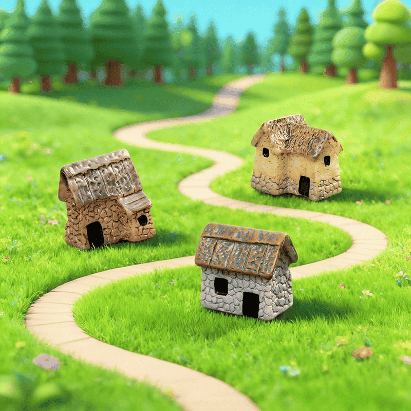 Small Small House House Thatched Cottage Resin Craftworkfairy Garden Decoration Fairy Garden Accessories Fairy Garden Micro Landscape Miniature Garden Fairy Garden Decoration Fairy Garden Accessories Decorate Material Fairy Garden Accessories - 描述图 1