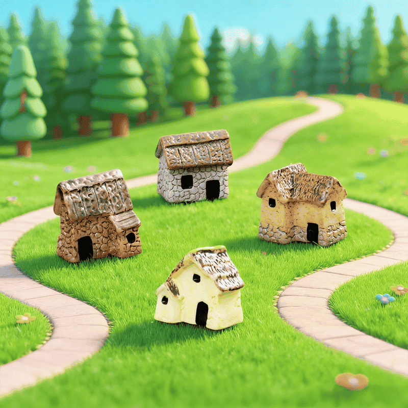 Small Small House House Thatched Cottage Resin Craftworkfairy Garden Decoration Fairy Garden Accessories Fairy Garden Micro Landscape Miniature Garden Fairy Garden Decoration Fairy Garden Accessories Decorate Material Fairy Garden Accessories - 描述图 3