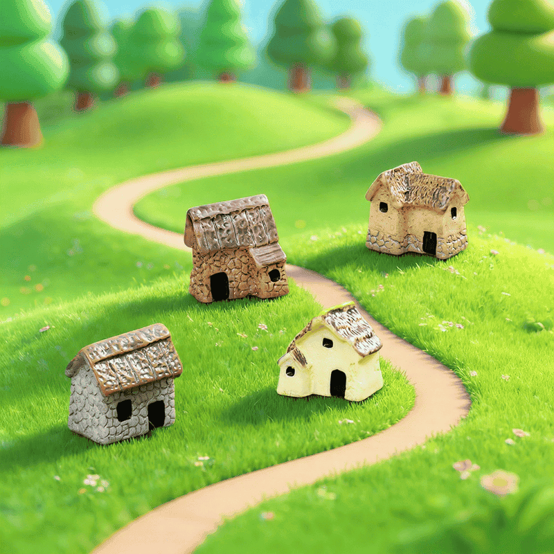 Small Small House House Thatched Cottage Resin Craftworkfairy Garden Decoration Fairy Garden Accessories Fairy Garden Micro Landscape Miniature Garden Fairy Garden Decoration Fairy Garden Accessories Decorate Material Fairy Garden Accessories - 描述图 2
