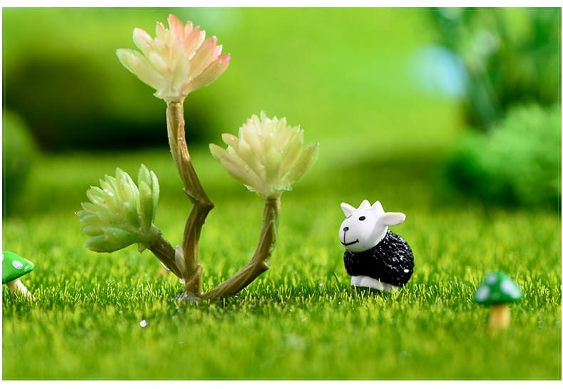 Moss Fairy Garden Micro Landscape Miniature Garden Decorate Fairy Garden Decoration Fairy Garden Accessories Comic Cartoon Lovely Mini Small Sheep Black White Sheep Doll Toy Figurine - 描述图 1
