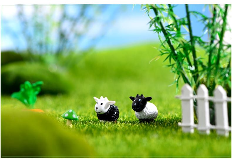 Moss Fairy Garden Micro Landscape Miniature Garden Decorate Fairy Garden Decoration Fairy Garden Accessories Comic Cartoon Lovely Mini Small Sheep Black White Sheep Doll Toy Figurine - 描述图 5