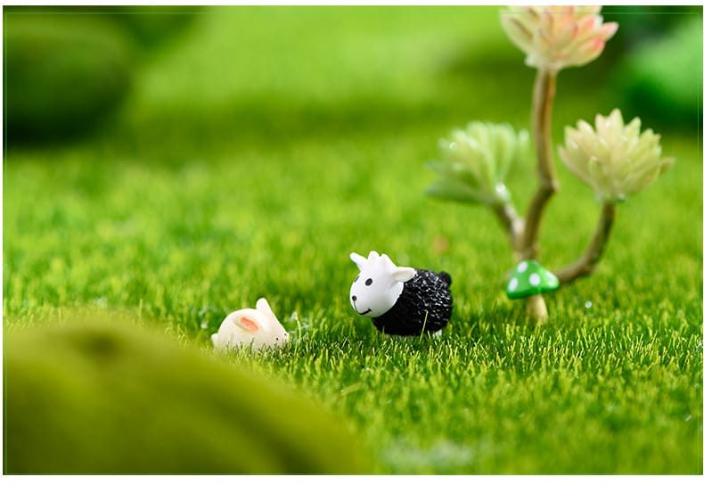 Moss Fairy Garden Micro Landscape Miniature Garden Decorate Fairy Garden Decoration Fairy Garden Accessories Comic Cartoon Lovely Mini Small Sheep Black White Sheep Doll Toy Figurine - 描述图 3