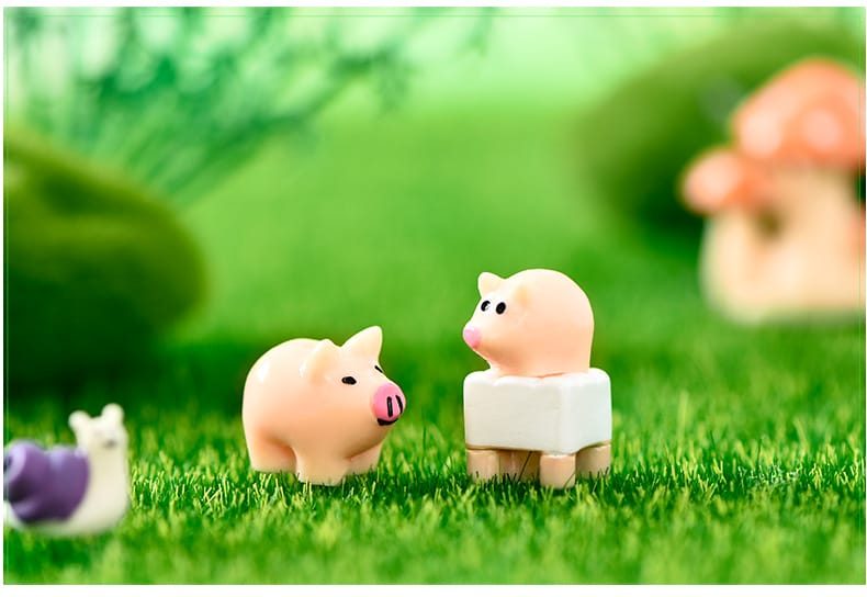 Mini Fairy Garden Kits Animal Pig Doll Micro Landscape Miniature Garden Decorate Pot Bonsai Fairy Garden Decoration Terrariums Fairy Garden Accessories Pig And Small Kids Pig Toys Fairy Garden Supplies Decoration - 描述图 2