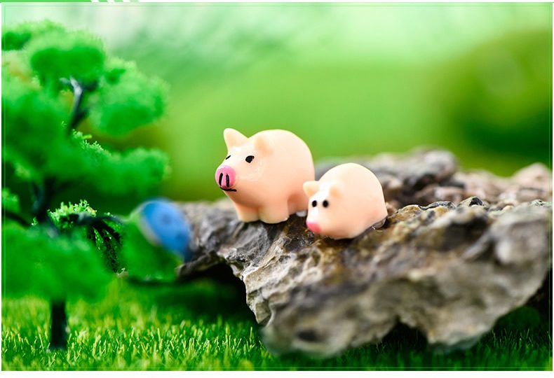 Mini Fairy Garden Kits Animal Pig Doll Micro Landscape Miniature Garden Decorate Pot Bonsai Fairy Garden Decoration Terrariums Fairy Garden Accessories Pig And Small Kids Pig Toys Fairy Garden Supplies Decoration - 描述图 1