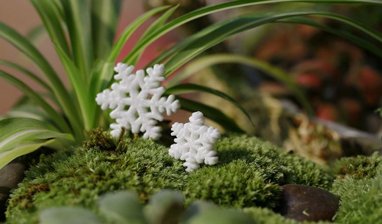 Moss Fairy Garden Micro Landscape Miniature Garden Landscaping Fairy Garden Decoration Fairy Garden Accessories Big Small Christmas Snowflake Resin - 描述图 5