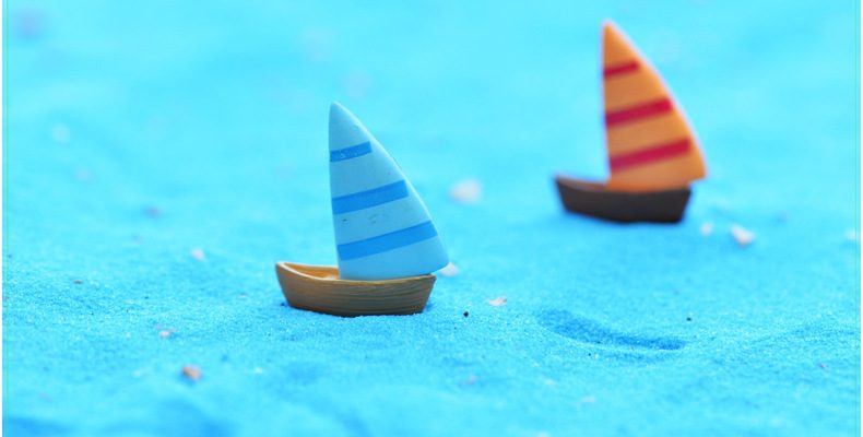 Micro Fairy Garden Terrariums Decorate Bonsai Landscape Miniature Garden Decorate Mediterranean Sea Style Aegean Sea Zakka Small Sailing Boat Manual Aquarium Diy Fairy Garden Accessories - 描述图 1