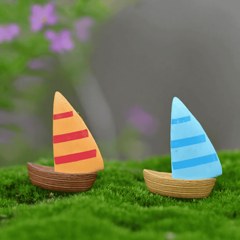 Micro Fairy Garden Terrariums Decorate Bonsai Landscape Miniature Garden Decorate Mediterranean Sea Style Aegean Sea Zakka Small Sailing Boat Manual Aquarium Diy Fairy Garden Accessories - 描述图 2