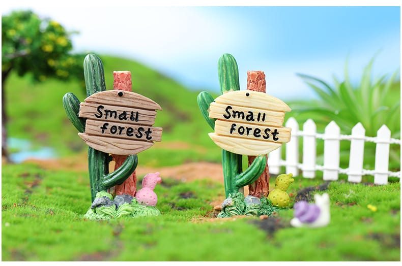 Moss Fairy Garden Micro Landscape Miniature Garden Resin Craftwork Fleshylandscaping Fairy Garden Decoration Fairy Garden Accessories Cactus Guidepost Small Diy Material - 描述图 2