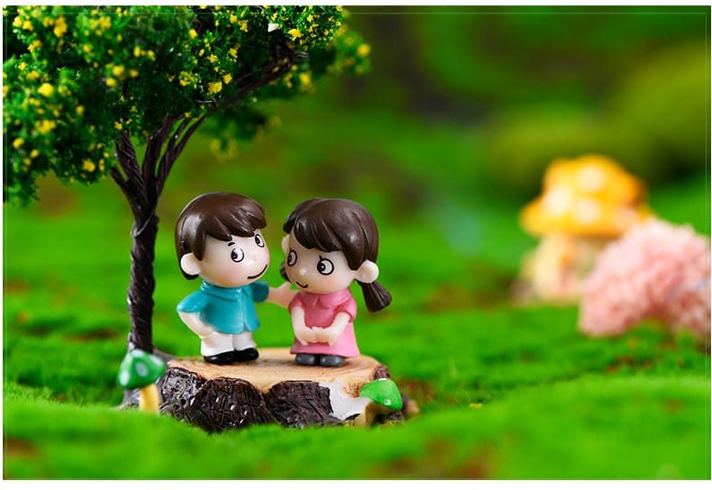 Moss Fairy Garden Micro Landscape Miniature Garden Fairy Garden Decoration Fairy Garden Accessories Lovers Fairy Garden Decoration Fairy Garden Accessories Shy Lovers Diymaterial Landscaping Decorate - 描述图 1