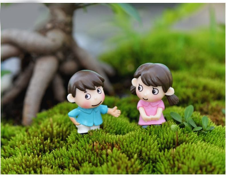 Moss Fairy Garden Micro Landscape Miniature Garden Fairy Garden Decoration Fairy Garden Accessories Lovers Fairy Garden Decoration Fairy Garden Accessories Shy Lovers Diymaterial Landscaping Decorate - 描述图 3
