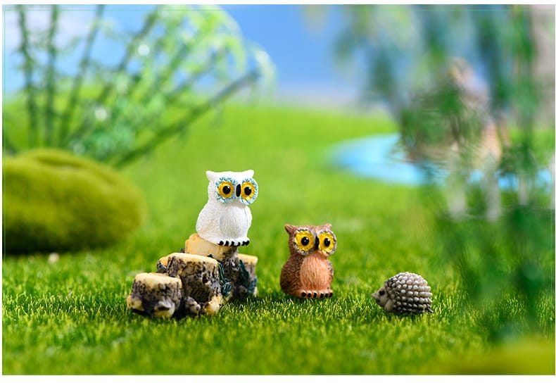 Moss Fairy Garden Micro Landscape Miniature Garden Fairy Garden Decoration Fairy Garden Accessories Cartoon Owls Doll Diyassemble Resin Fairy Garden Ornament Toys - 描述图 2
