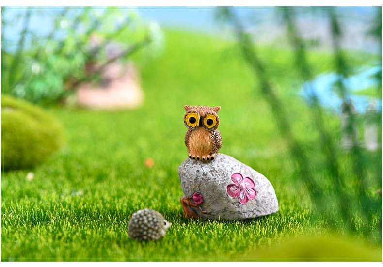 Moss Fairy Garden Micro Landscape Miniature Garden Fairy Garden Decoration Fairy Garden Accessories Cartoon Owls Doll Diyassemble Resin Fairy Garden Ornament Toys - 描述图 3