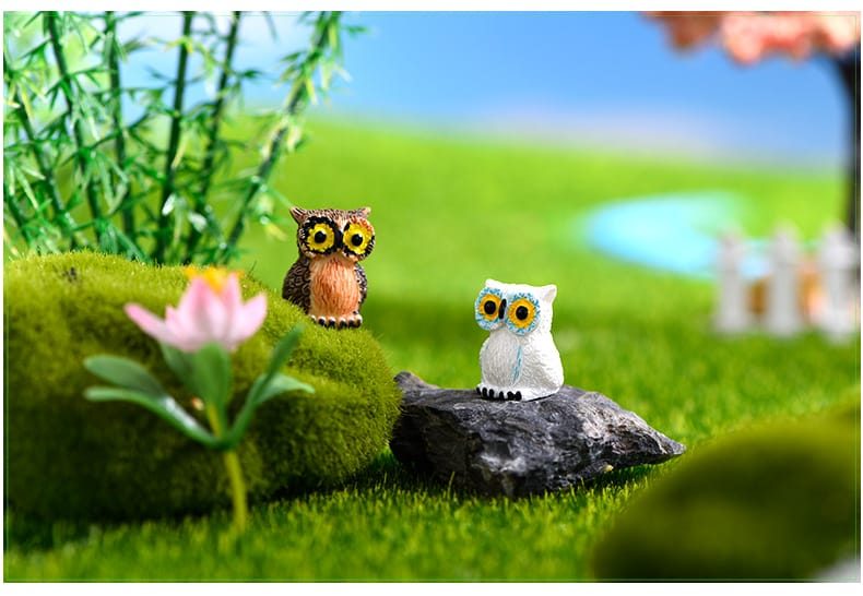 Moss Fairy Garden Micro Landscape Miniature Garden Fairy Garden Decoration Fairy Garden Accessories Cartoon Owls Doll Diyassemble Resin Fairy Garden Ornament Toys - 描述图 1