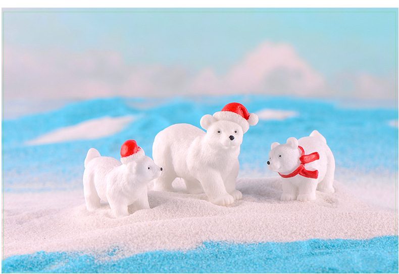 3Pcs Polar Bear Figurine Model Garden Fairy Ornaments Mini Fairy Garden Accessories Wholesale Price Fairy Garden Supply Toys Craft Xmas For Child Blocks Decor Gifts - 描述图 2
