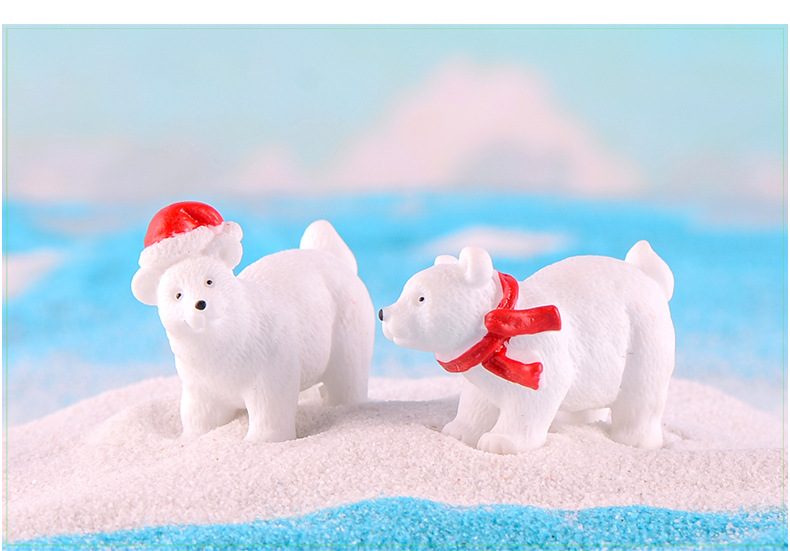 3Pcs Polar Bear Figurine Model Garden Fairy Ornaments Mini Fairy Garden Accessories Wholesale Price Fairy Garden Supply Toys Craft Xmas For Child Blocks Decor Gifts - 描述图 3