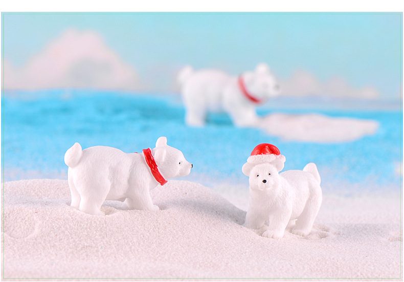 3Pcs Polar Bear Figurine Model Garden Fairy Ornaments Mini Fairy Garden Accessories Wholesale Price Fairy Garden Supply Toys Craft Xmas For Child Blocks Decor Gifts - 描述图 1