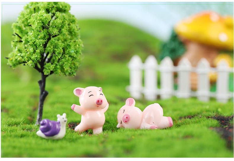 Pigs Mini Miniature Figurine Fairy Garden Dollhouse Decor Micro Landscape - 描述图 1