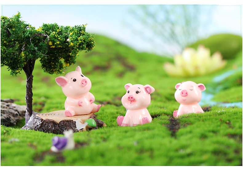 Pigs Mini Miniature Figurine Fairy Garden Dollhouse Decor Micro Landscape - 描述图 2